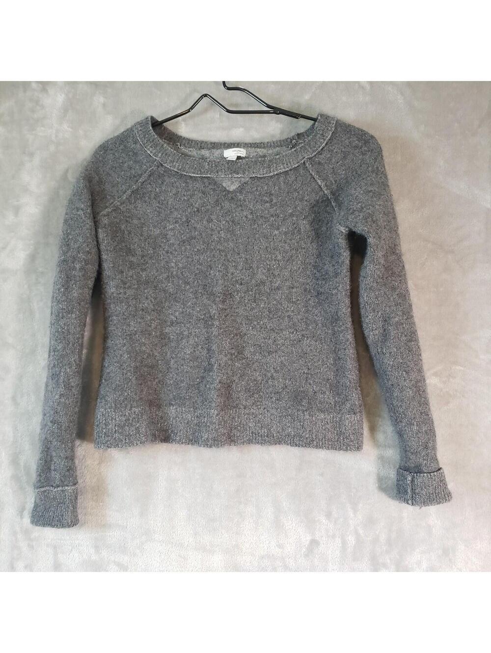 Halogen 100% Cashmere Knit Pullover Sweater Gray Crew Neck Long Sleeve M